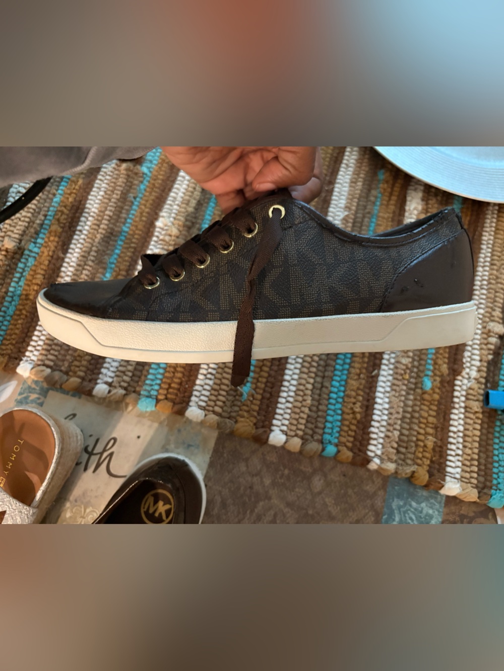Michael Kors Men’s Dark Brown Logo Low-Top Sneaker with White Sole